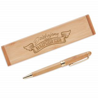 Długopis bambusowy w pudełku "Dla najlepszego szefa. Dziękujemy"