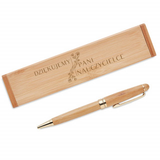 Długopis bambusowy w pudełku "Dziękujemy Pani nauczycielce"