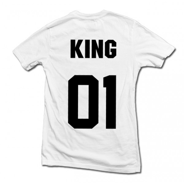 Komplet koszulek "King & Queen" z nadrukiem z przodu i z tyłu