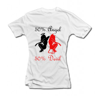 Koszulka damska "50% aniołek, 50% diabełek"