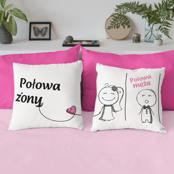 Komplet poszewek na poduszki "Połowa żony i męża"