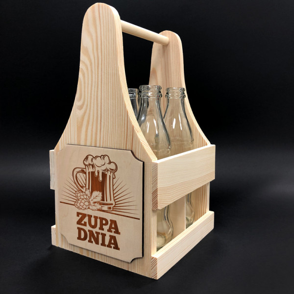Drewniane pudełko na butelkę "Zupa dnia"