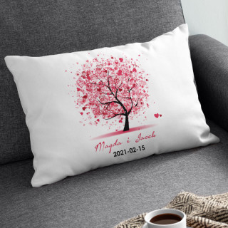 Poszewka na poduszkę "Drzewo miłości" z imionami i datą"