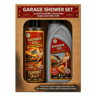 Zestaw upominkowy dla mężczyzn "Garage Shower Set" – żel pod prysznic 500 ml i olejek pod prysznic 250 ml Zestaw upominkowy dla mężczyzn "Garage Shower Set" – żel pod prysznic 500 ml i olejek pod prysznic 250 ml