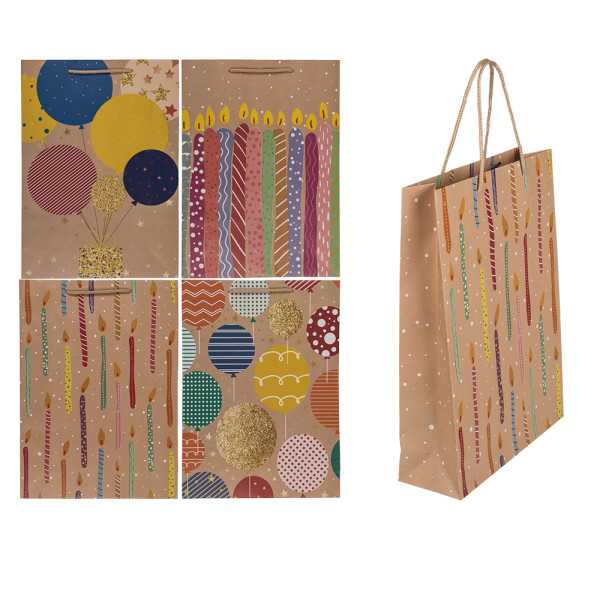 Papierowa torebka prezentowa "Balloons and candles" (34,5x25x8,5cm)