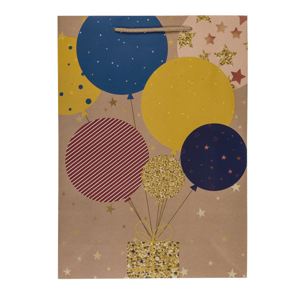 Papierowa torebka prezentowa "Balloons and candles" (34,5x25x8,5cm)