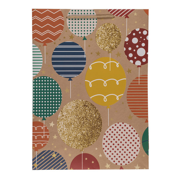 Papierowa torebka prezentowa "Balloons and candles" (34,5x25x8,5cm)