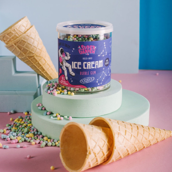 SUPER GARDEN liofilizowane gumy do żucia o smaku mini kulek do lodów, 60g