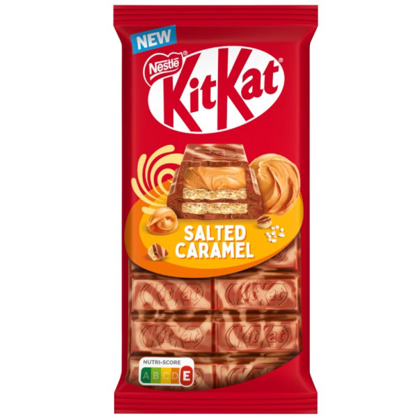 „KIT KAT” Czekolada mleczna z nadzieniem o smaku słonego karmelu, 99 g „KIT KAT” Czekolada mleczna z nadzieniem o smaku słonego karmelu, 99 g