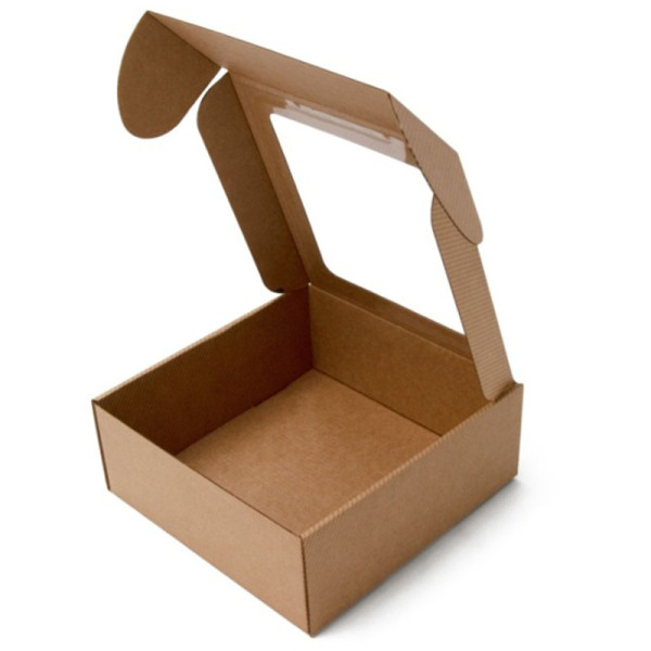 Stylowe kwadratowe pudełko upominkowe, brązowe 220x220x90mm