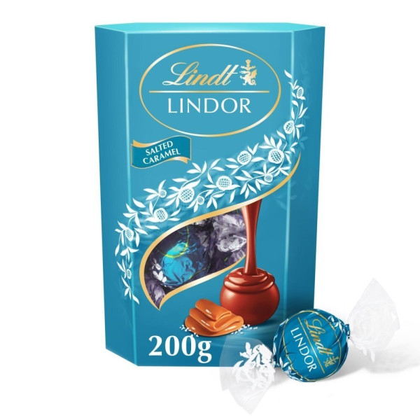 LINDT LINDOR trufle z mlecznej czekolady z solonym karmelem, 200g