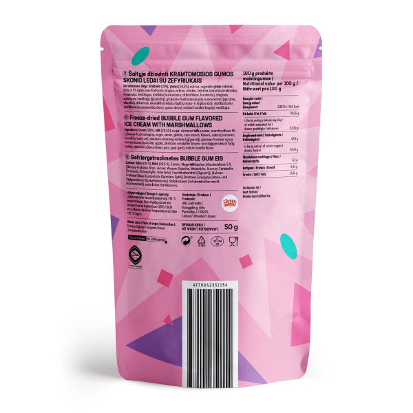 STAR CANDIES liofilizowane lody o smaku gumy do żucia, 50g STAR CANDIES liofilizowane lody o smaku gumy do żucia, 50g