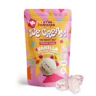 STAR CANDIES liofilizowane lody waniliowe z serem twardym i żurawiną, 50g