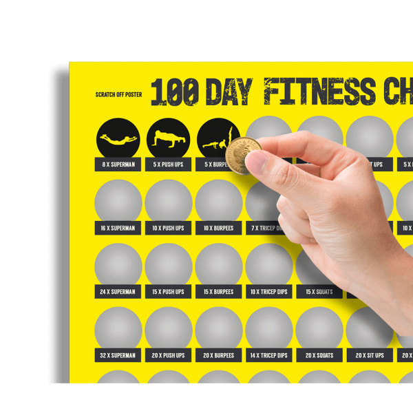 Plakat zdrapka "100 days of fitness"