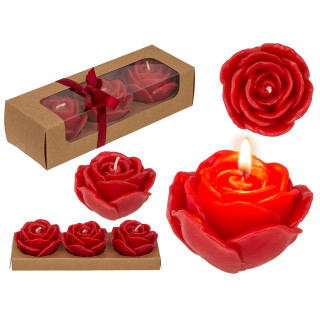 Zestaw świec w kształcie róży w pudełku upominkowym (3szt) 
