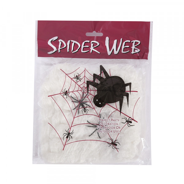 Pajęczyna z pająkami, biała (60g.)