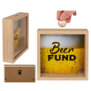 Drewniana skarbonka - ramka "Beer fund"