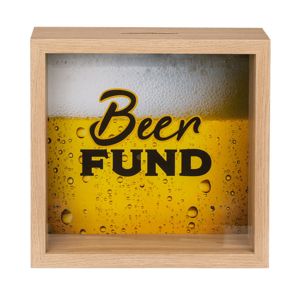 Drewniana skarbonka - ramka "Beer fund"