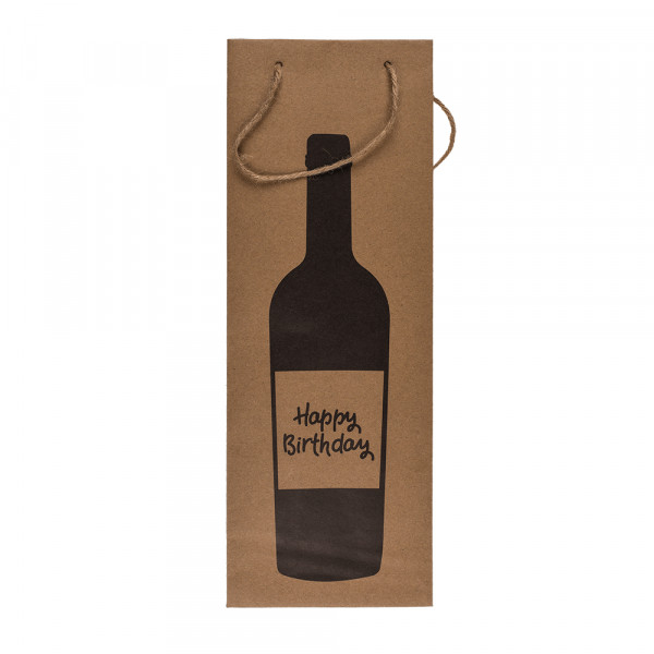Torba prezentowa z papieru kraft na butelkę „Wine time” (35x9x9cm)
