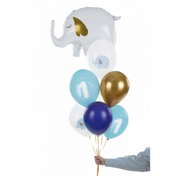 Balony „One Year” (6 szt.), pastelowy błękit