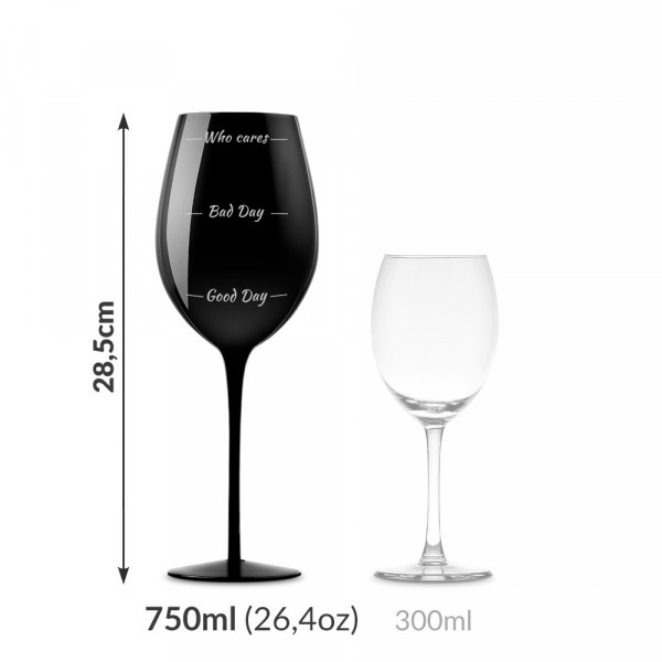 Gigantyczny czarny kieliszek do wina "Who cares" (750ml)