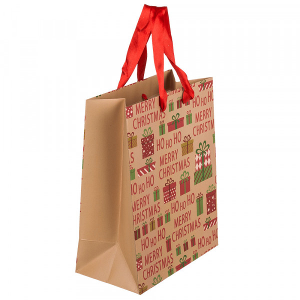 Papierowa torba na prezent „Ho Ho Ho” (26 x 10 x 32 cm)