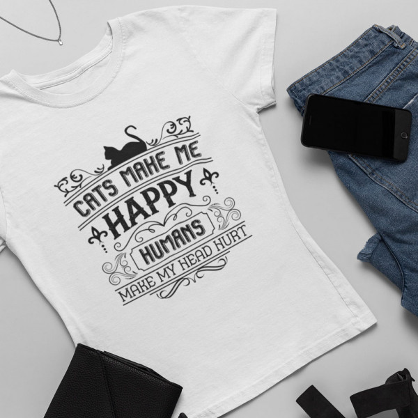 Koszulka damska "Cats make me happy"