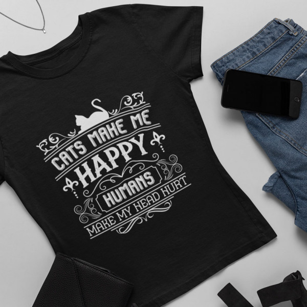 Koszulka damska "Cats make me happy"
