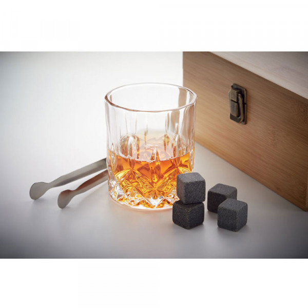 Luksusowy zestaw szklanek do whisky w bambusowym pudełku "INVERNESS" (z możliwością graweru za dodatkową opłatą)