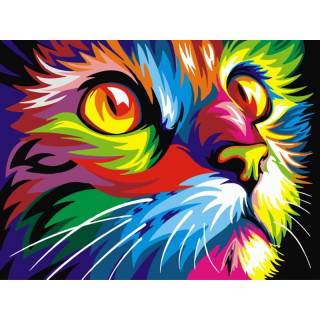 Malowanie po numerach "Kolorowy kot" (30x40cm)