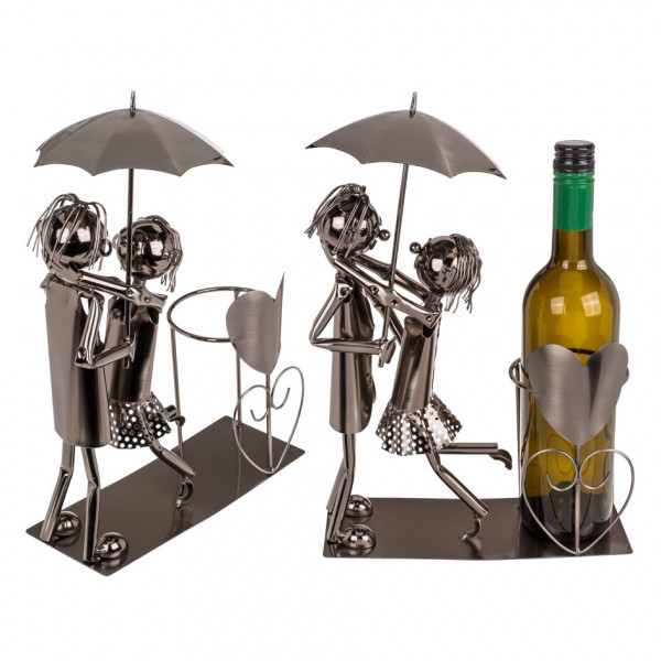 Metalowy stojak na butelkę „Para z parasolem”