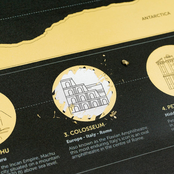 Zdrapka mapa świata z 7 cudami świata EnnoVatti, A3