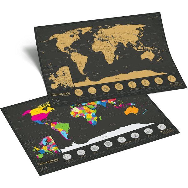 Zdrapka mapa świata z 7 cudami świata EnnoVatti, A3