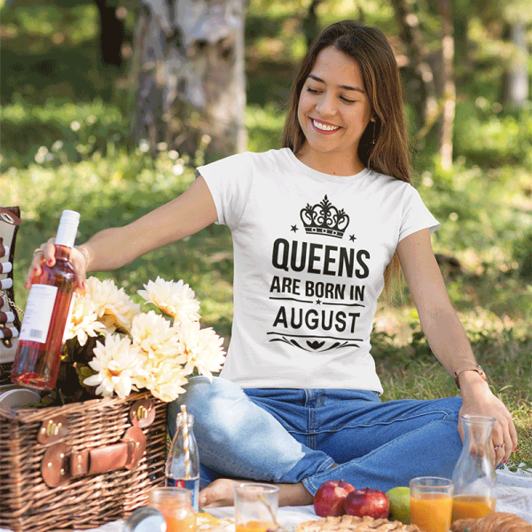 Koszulka damska "Queens are born" z wybranym miesiącem