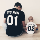 Komplet koszulek "Big man and Little man" z wybranymi liczbami