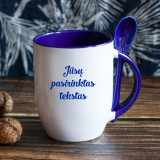 Kubek z łyżeczką z Twoim tekstem
