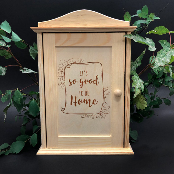 Drewniane pudełeczko na klucze "It's so good to be home"