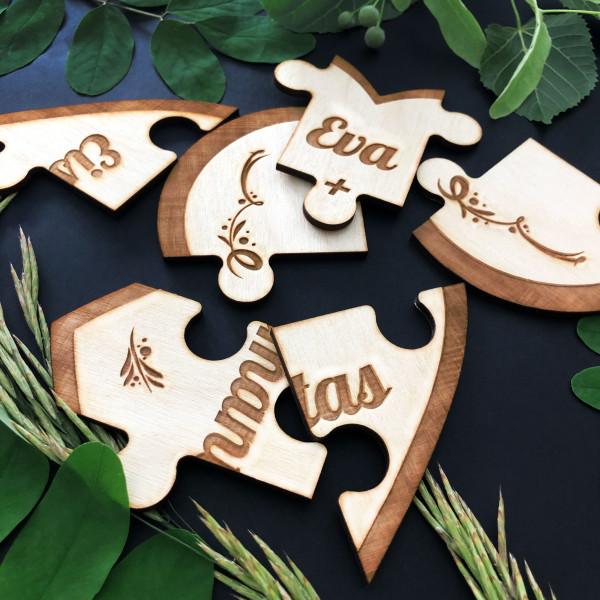 Drewniane puzzle "Miłość" z wybranymi imionami