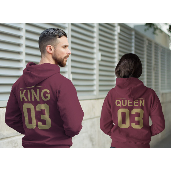 Komplet bluz dla par „King & Queen” z wybranym numerem