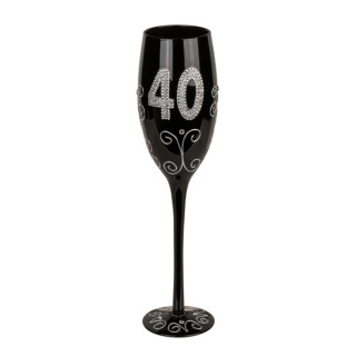 Czarny kieliszek do szampana z liczbą "40"