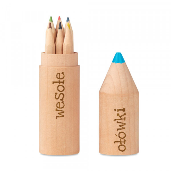 Zestaw 6 ołówków w drewnianym pudełku „Wesołe ołówki”