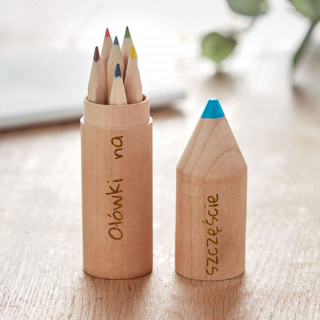 Zestaw 6 ołówków w drewnianym pudełku „Ołówki na szczęście”