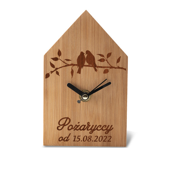 Bambusowy zegar domowy „Rodzina” z Twoim wybranym nazwiskiem i datą