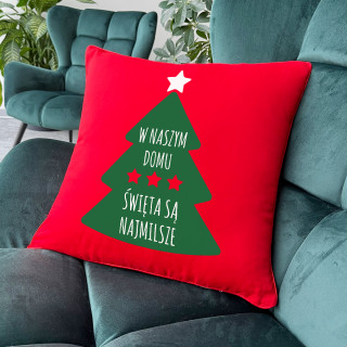 Poduszka dekoracyjna „W domu święta są najbardziej przytulne”