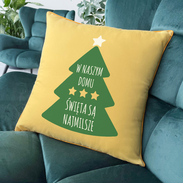 Poduszka dekoracyjna „W domu święta są najbardziej przytulne”