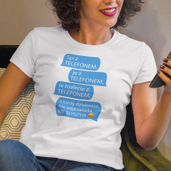 Koszulka damska "Wszędzie z telefonem"