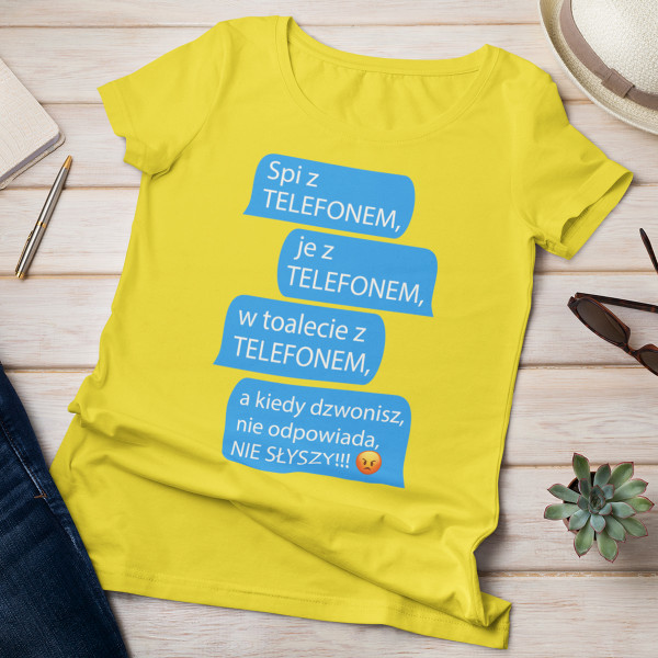 Koszulka damska "Wszędzie z telefonem"