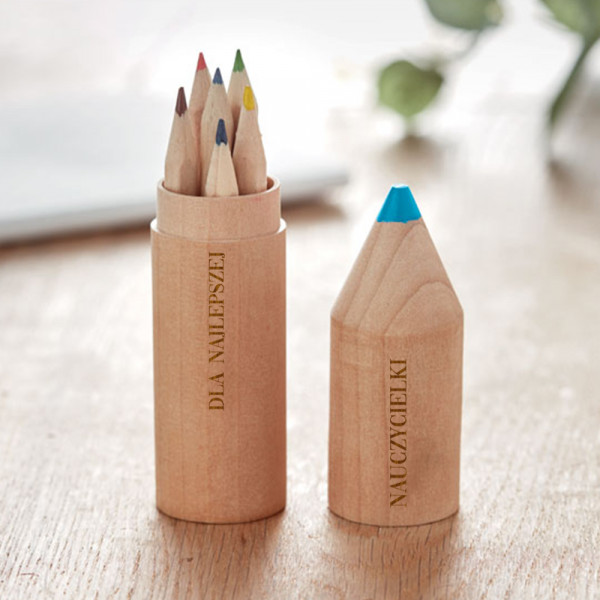Zestaw 6 ołówków w drewnianym pudełku „Dla najlepszej nauczycielki”