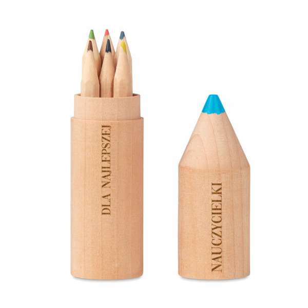 Zestaw 6 ołówków w drewnianym pudełku „Dla najlepszej nauczycielki”