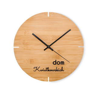 Bambusowy zegar ścienny "Dom" z wybranym przez Ciebie nazwiskiem